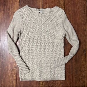J. Crew Merino wool cable knit cream sweater - small